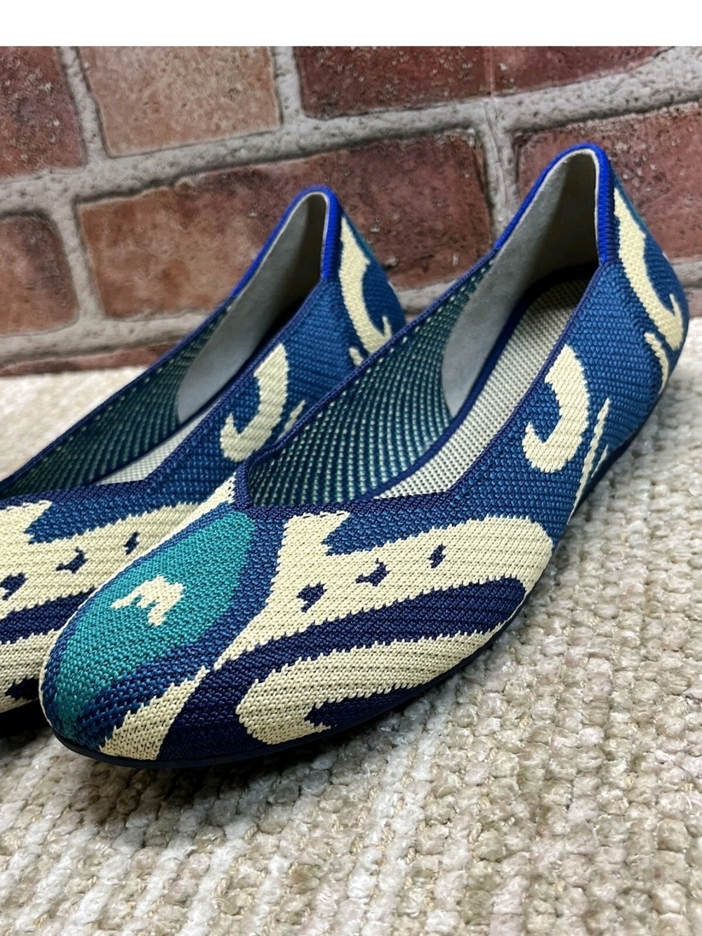 Rothy's Blue, Teal & Cream Knit Ballet Flats - Picture 10 of 10